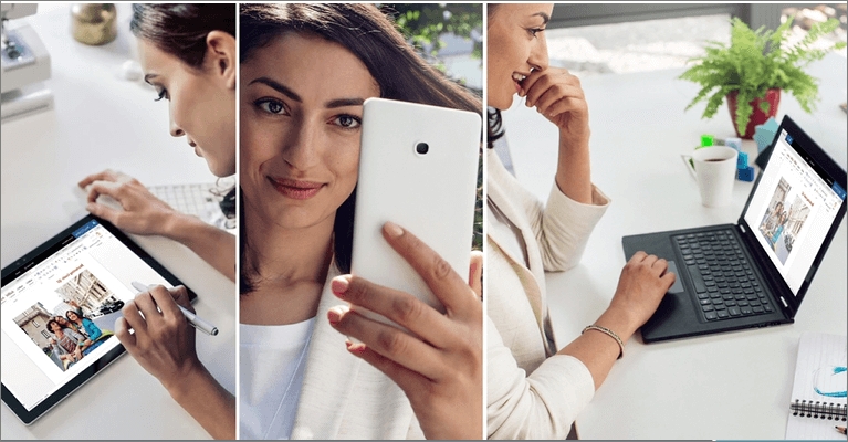 سيدة تستخدم هاتفاً، جهاز كمبيوتر محمول، كمبيوتر لوحي